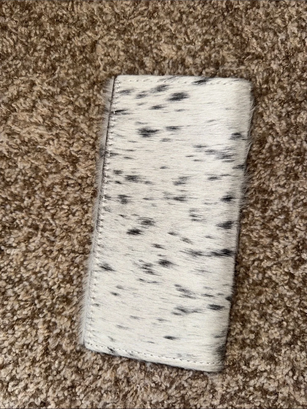 Leather Hair-On Wallet in White/Black